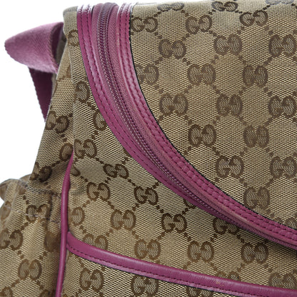 Gucci Monogram Margaux Calfskin Large Diaper Bag Beige Ebony Peonia Flower 16 of 17