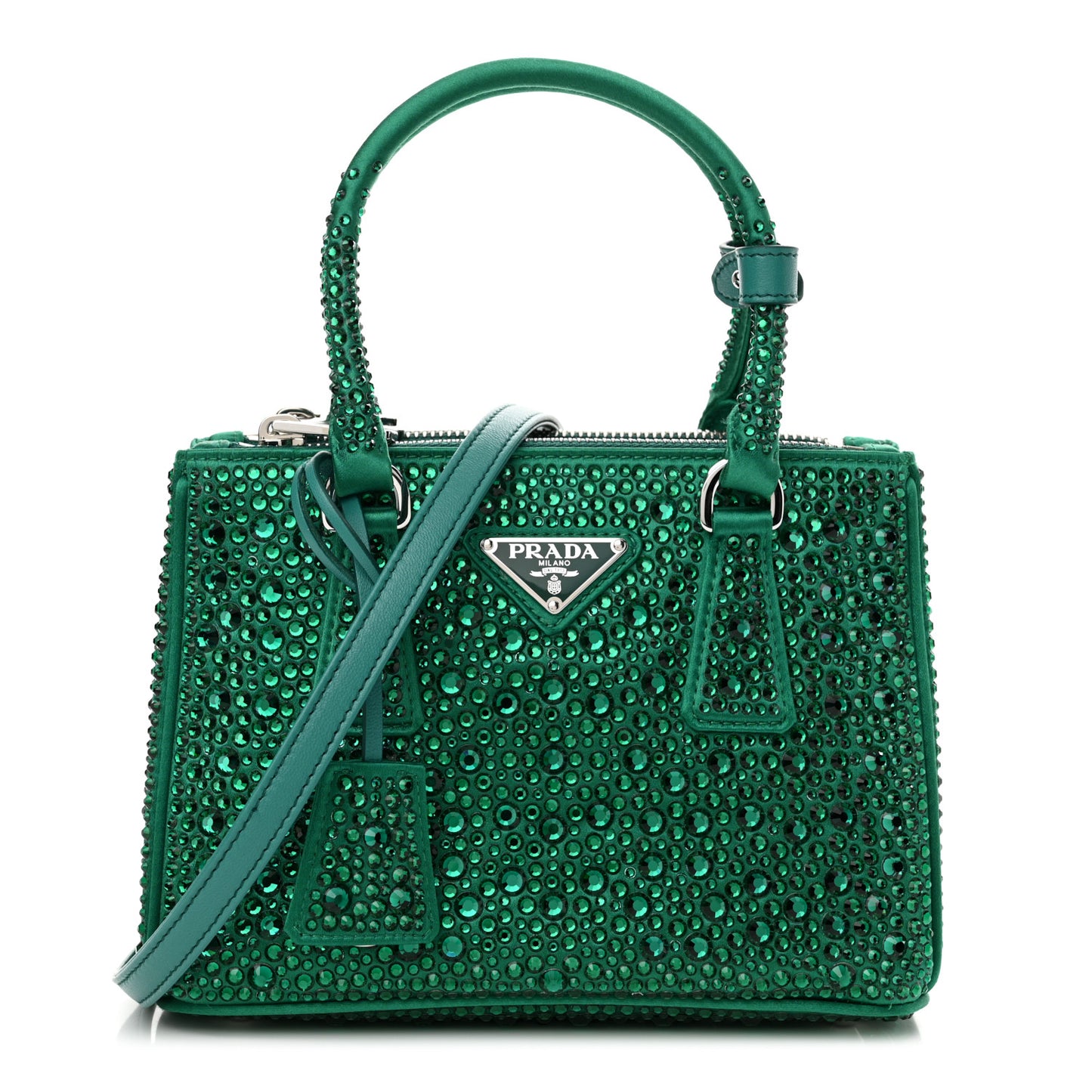 Satin Crystal Mini Galleria Double Zip Tote Mango