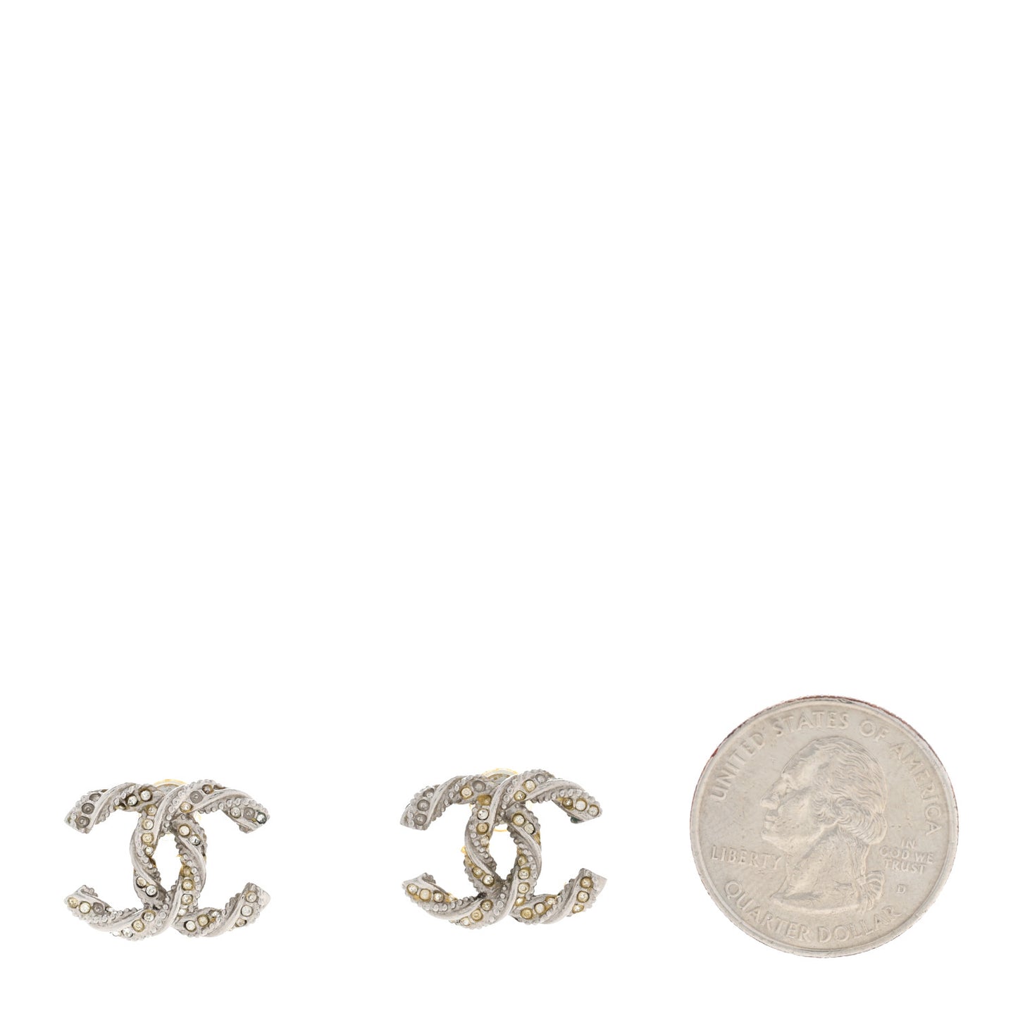 Crystal Twisted CC Earrings Silver Gold