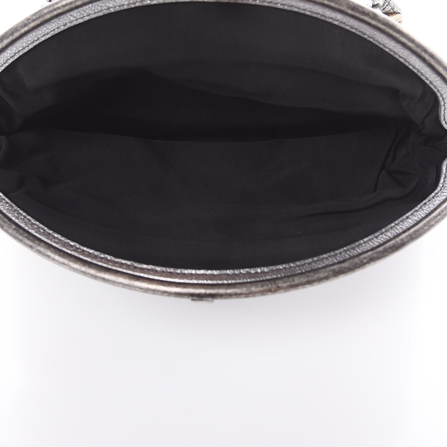 Metallic Goatskin Quilted Frame Clasp Flap Clutch Silver Gold