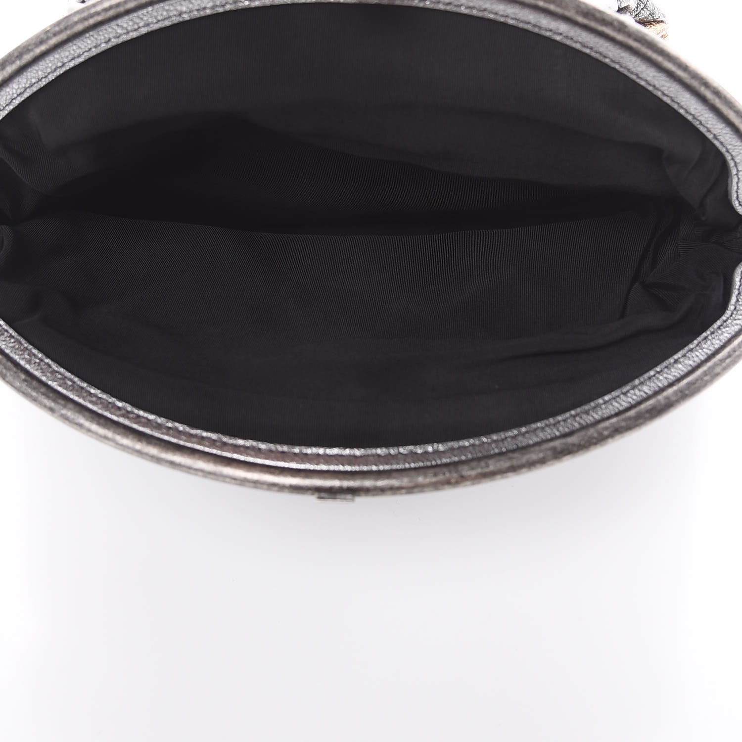Chanel Metallic Goatskin Quilted Frame Clasp Flap Clutch Silver Gold 6 of 8