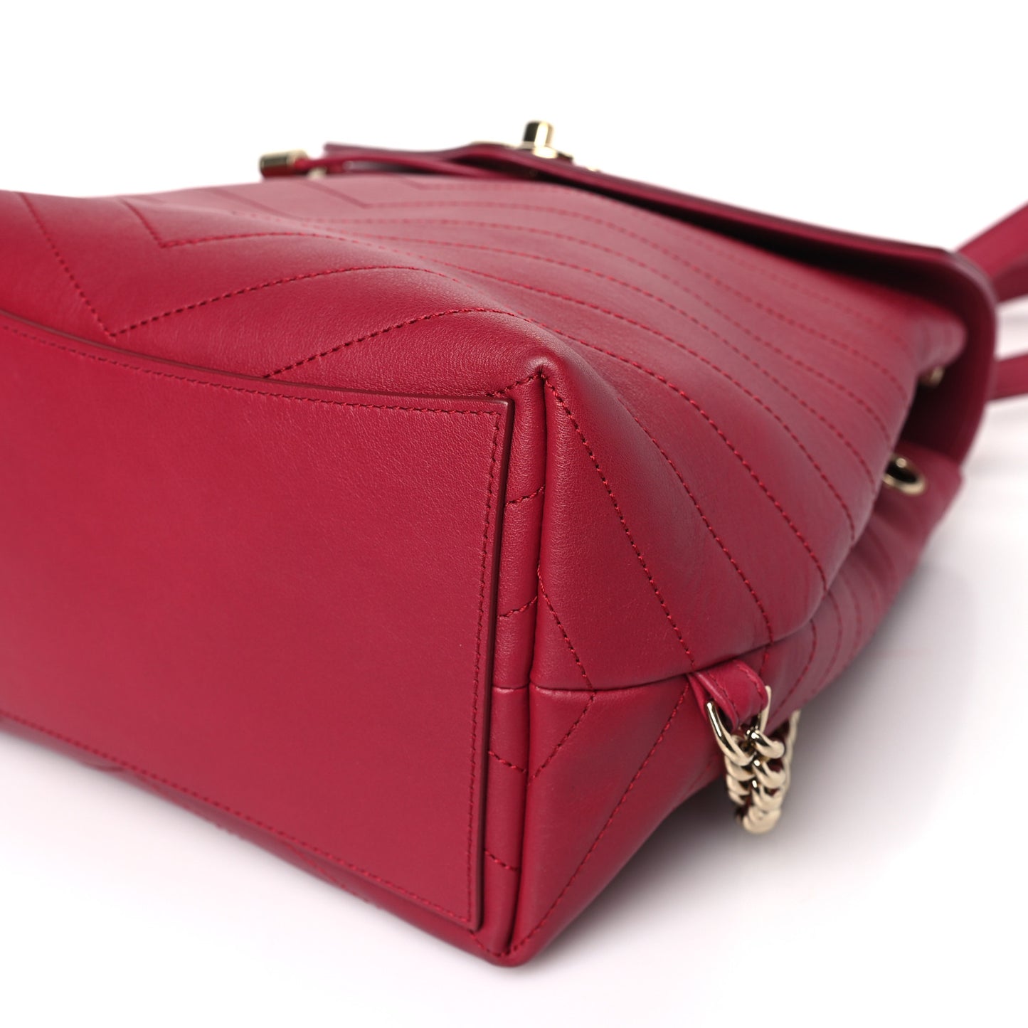 Calfskin Chevron Stitched Coco Backpack Dark Pink