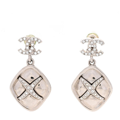 Chanel Crystal CC Drop Earrings Silver 1 of 4