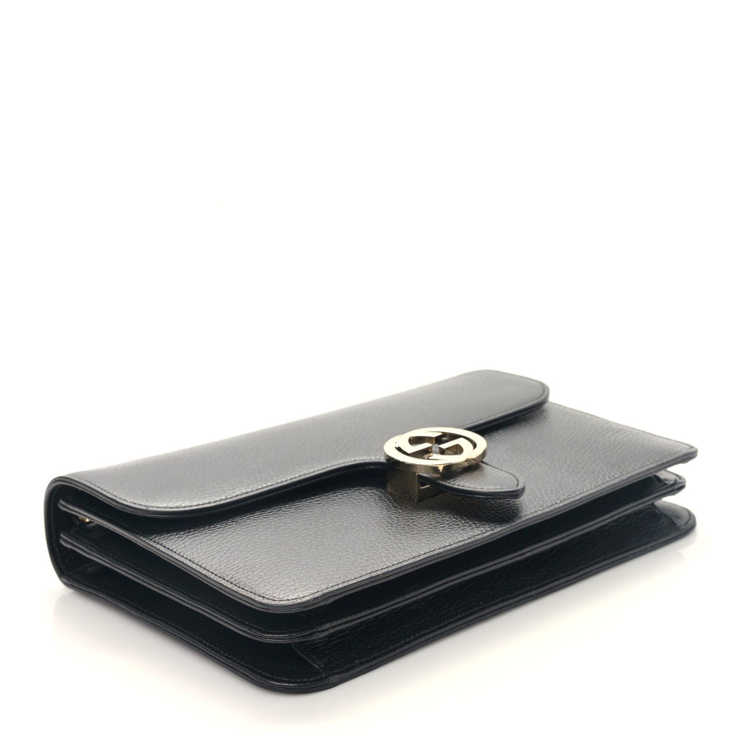 Dollar Calfskin Interlocking G Shoulder Bag Black