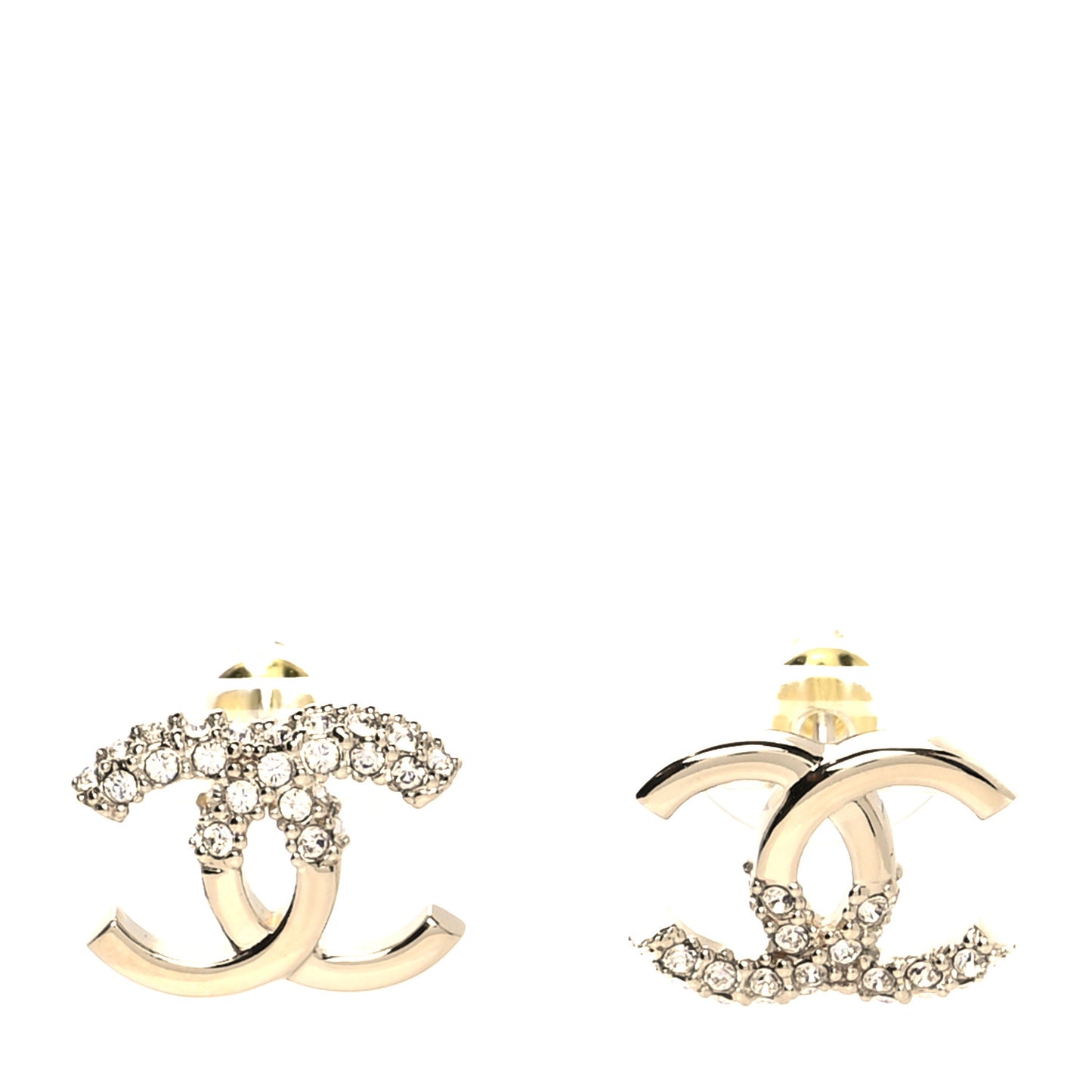 Crystal Metal CC Earrings Gold