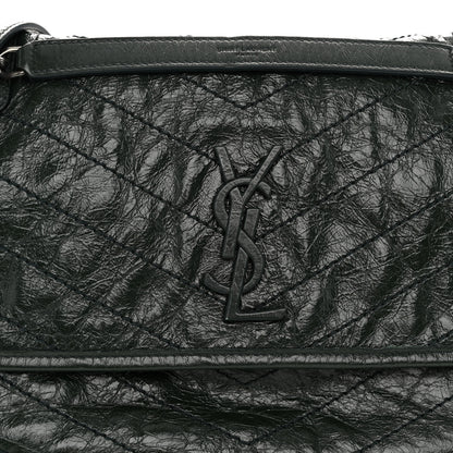 Saint Laurent Crinkled Calfskin Matelasse Monogram Medium Niki Chain Satchel Military Olive 7 of 11