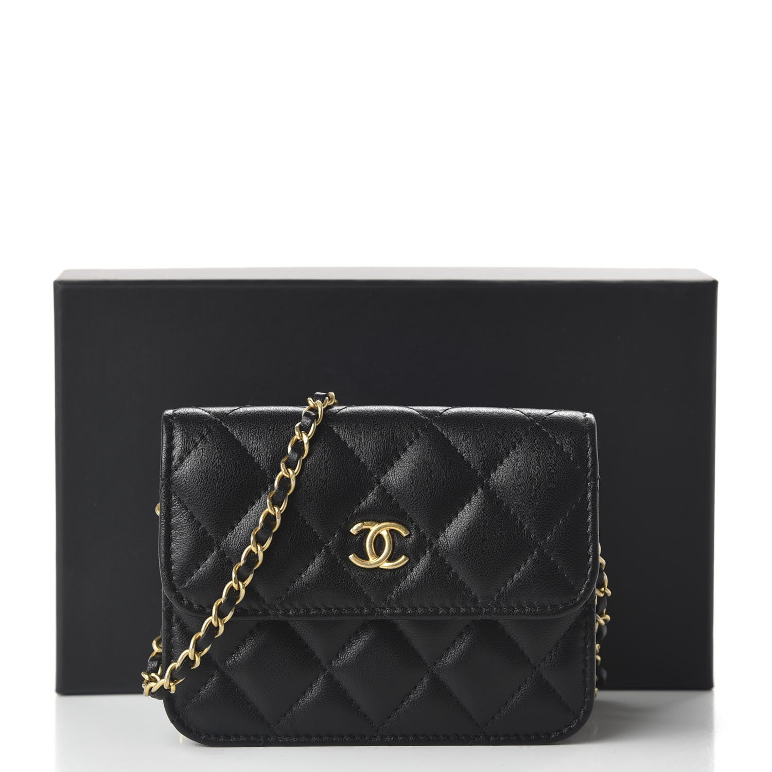 Chanel Lambskin Quilted Pearl Crush Clutch With Chain Black 12 of 12