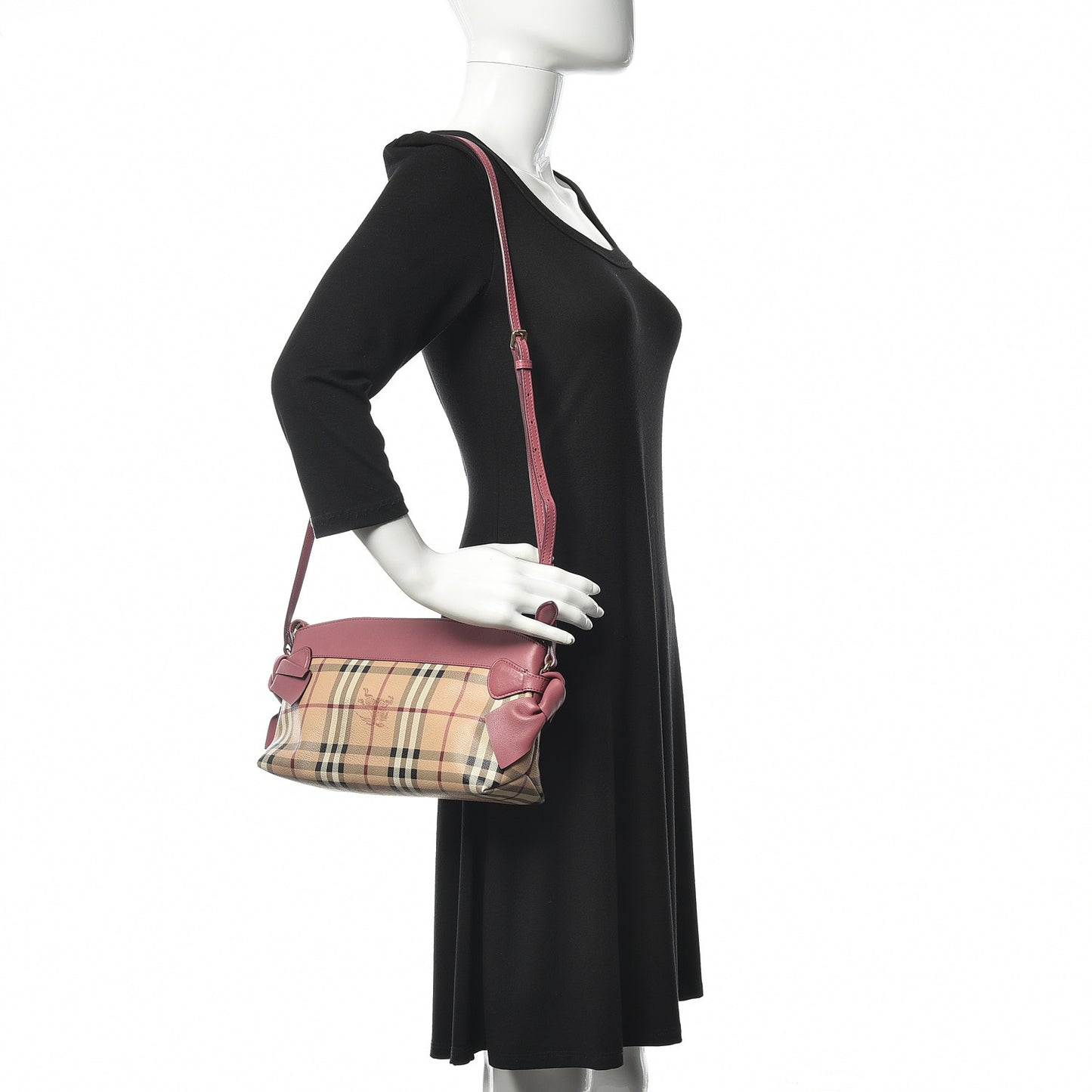 Haymarket Check Bow Tie Crossbody Clutch Bag Pink