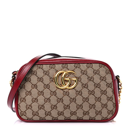 Gucci Monogram Azalea Calfskin Matelasse Diagonal Small GG Marmont Chain Shoulder Bag Beige Ebony New Cherry Red 1 of 10