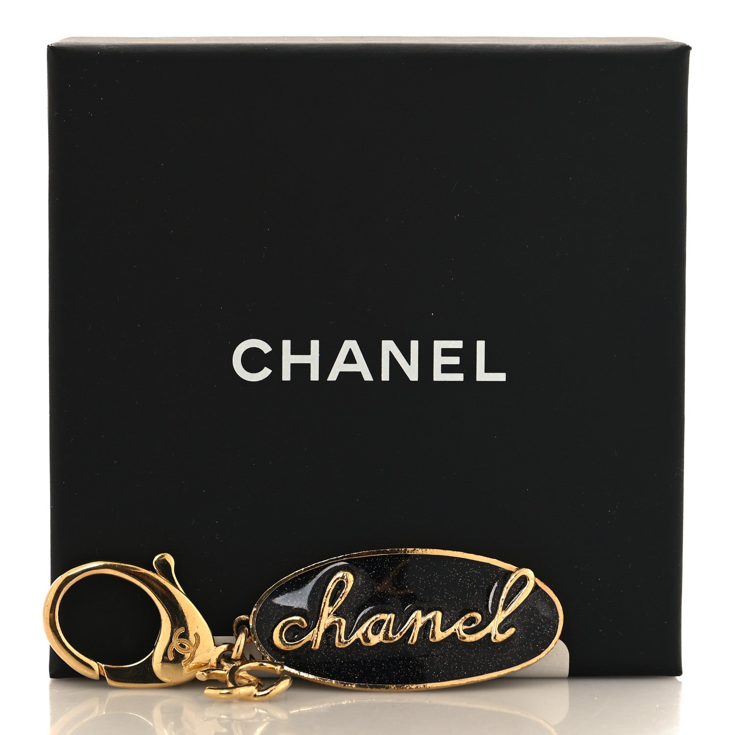 Chanel Metal Resin CC Logo Bag Charm Gold Pearly Black 4 of 4
