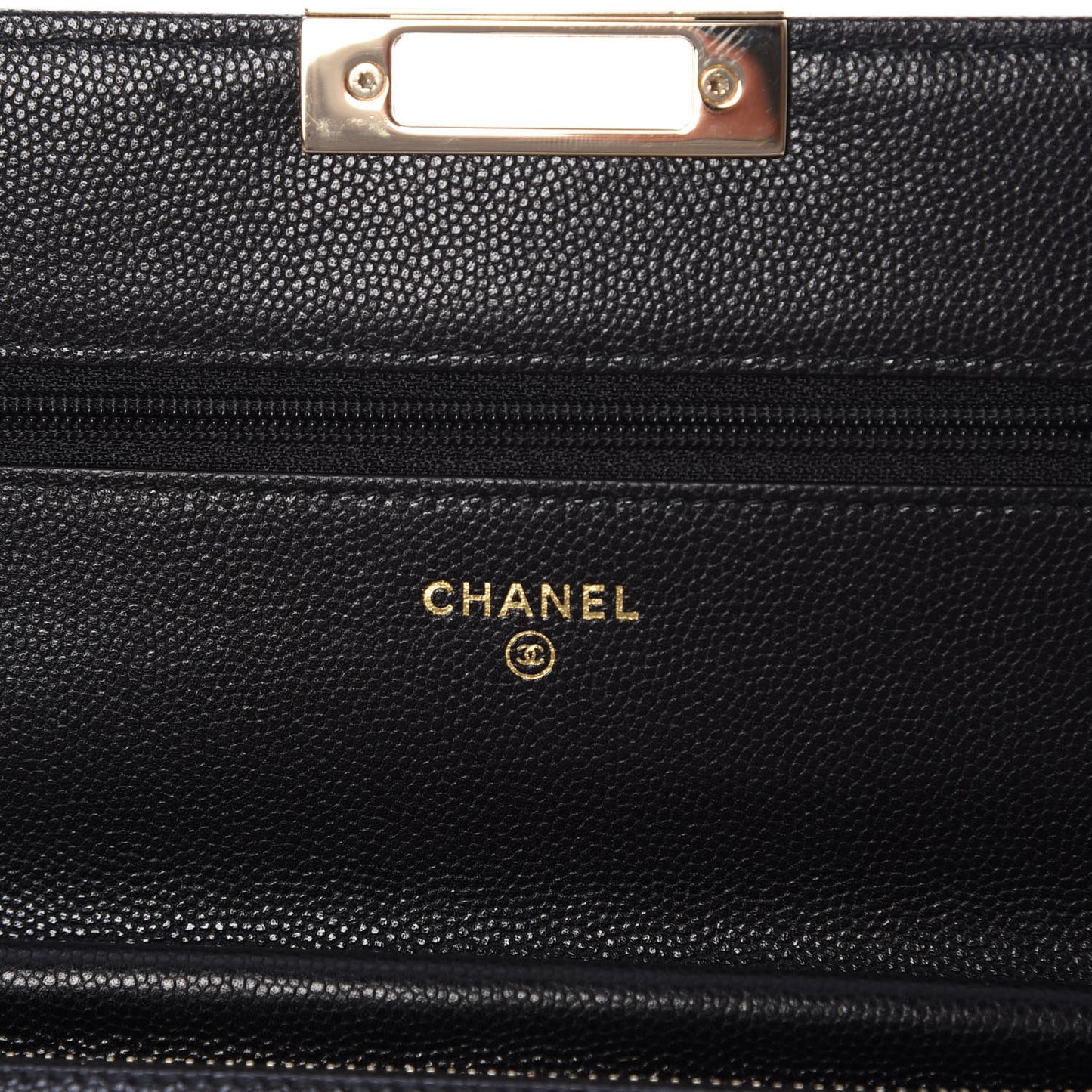 Caviar Quilted Golden Class Wallet On Chain WOC Black