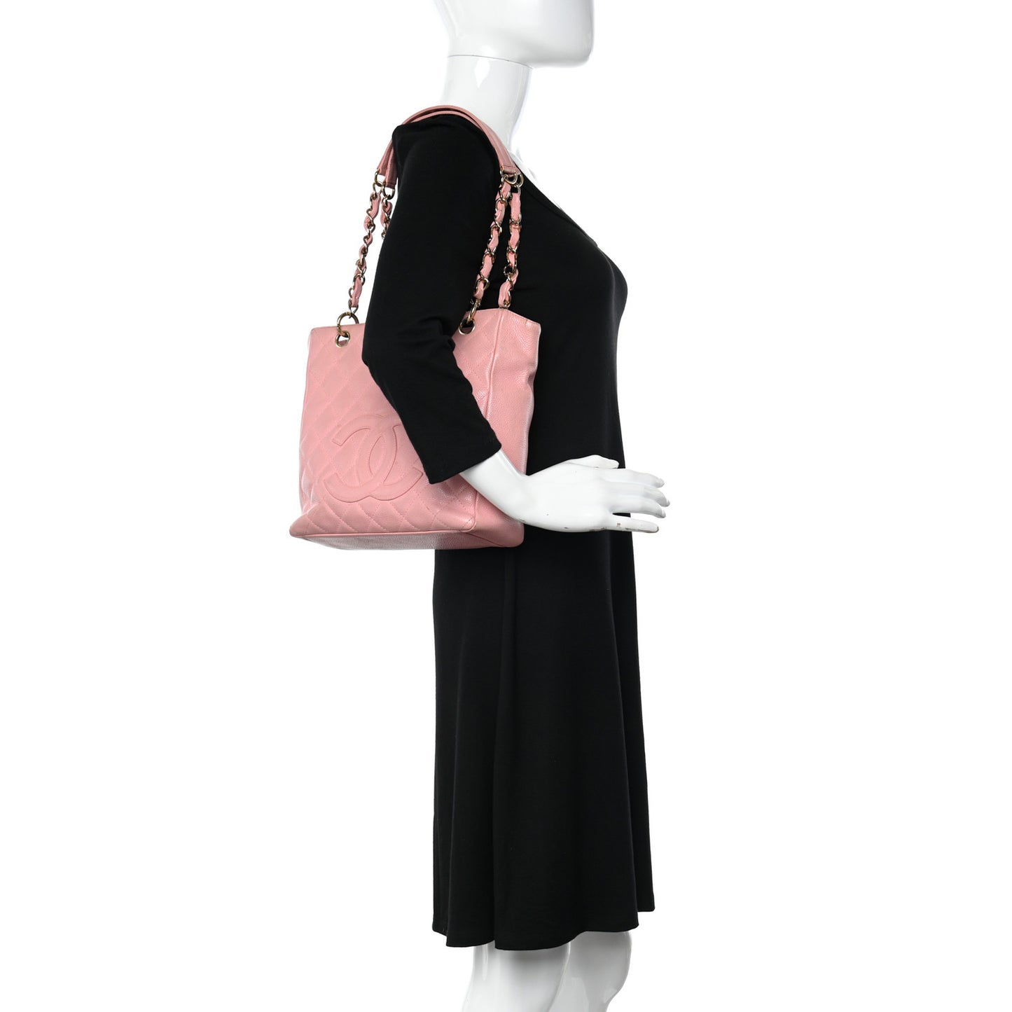 Caviar Quilted Petit Shopping Tote PST Pink
