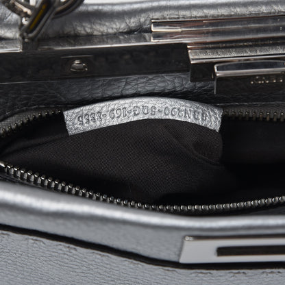 Fendi Cuoio Romano Lux Selleria Medium Peekaboo Iconic Satchel Argento 7 of 10