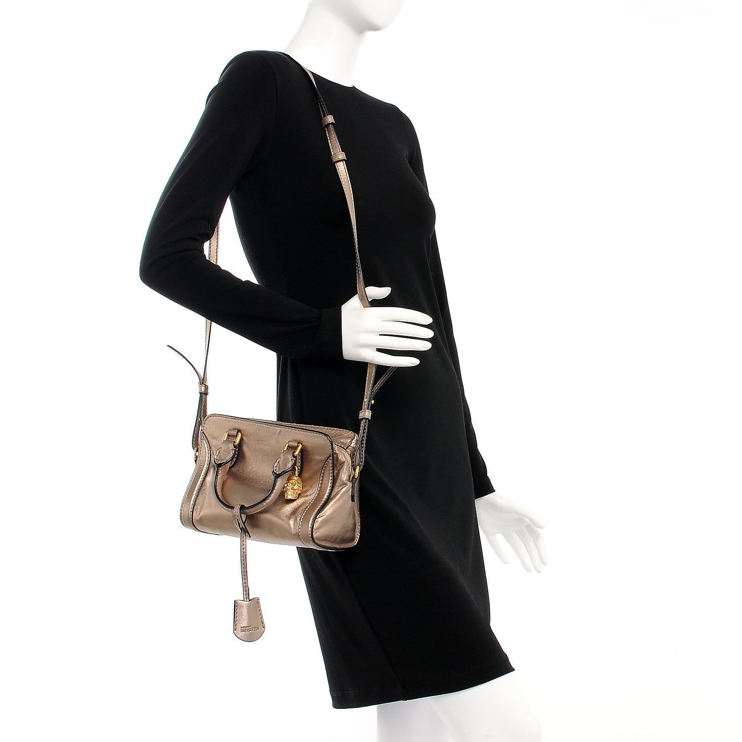 Alexander McQueen Metallic Calfskin Mini Padlock Tote Skin 2 of 9
