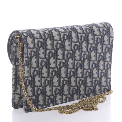 Christian Dior Oblique Saddle Chain Pouch Blue 3 of 10