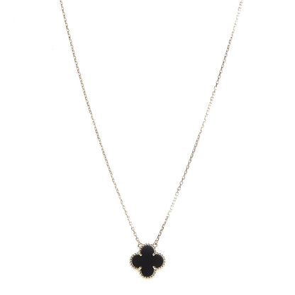 Van Cleef & Arpels 18K Yellow Gold Black Onyx Vintage Alhambra Pendant Necklace 1 of 6