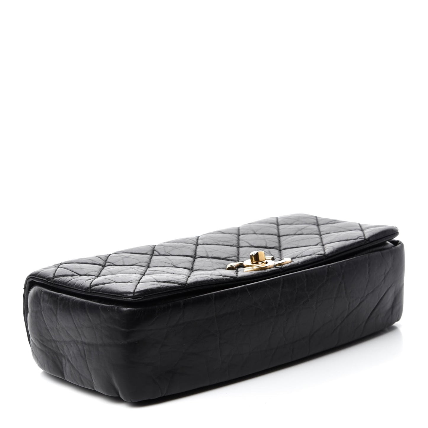 Aged Calfskin Quilted Small Pondichery Flap Black