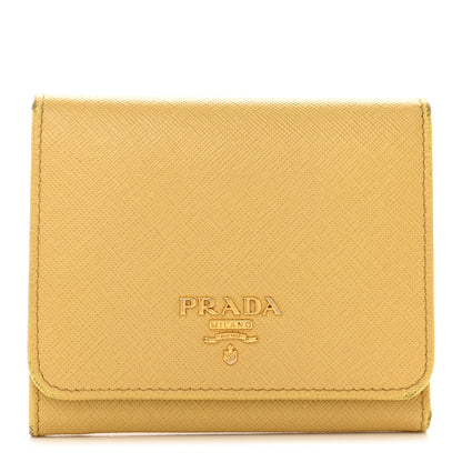 Prada Saffiano Compact Wallet Ginestra 1 of 8