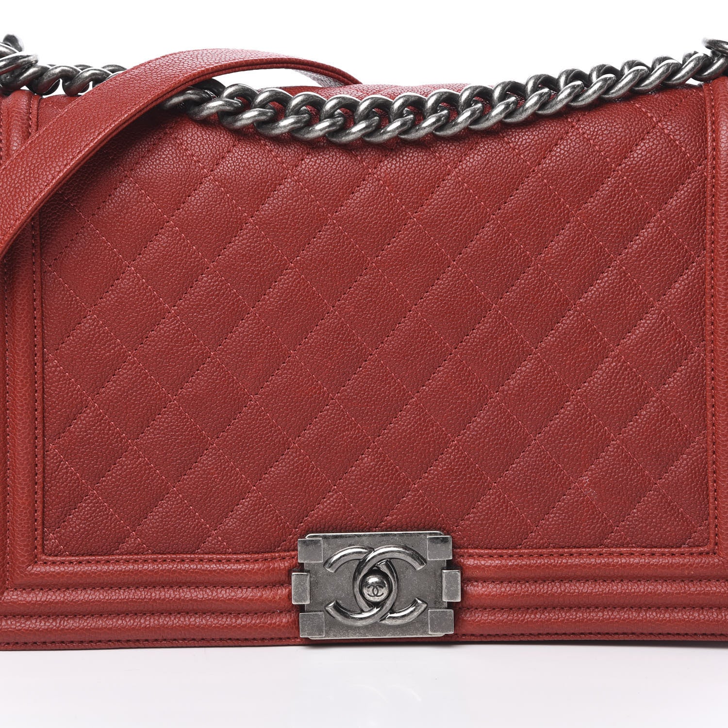 Chanel Caviar Quilted New Medium Boy Flap Dark Red 7 of 16