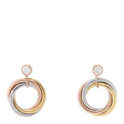 Cartier 18K Pink Yellow White Gold Diamond Trinity Drop Earrings 1 of 5