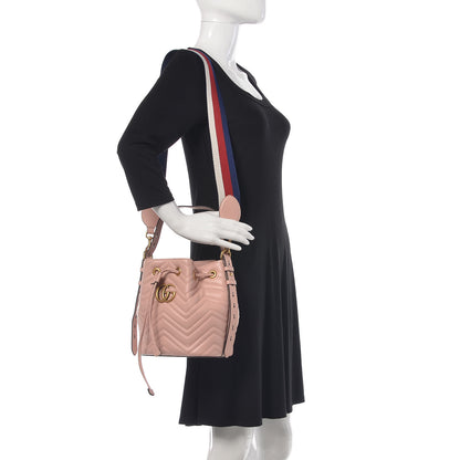 Gucci Calfskin Matelasse Sylvie Web GG Marmont Bucket Bag Perfect Pink 2 of 9