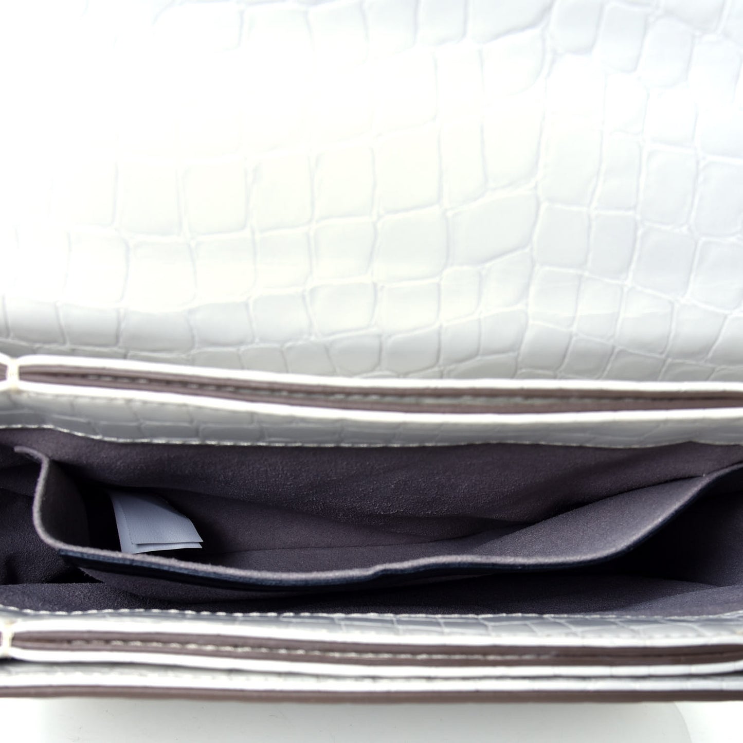 Embossed Crocodile Effect Medium Falabella Box Shoulder Bag Ivory