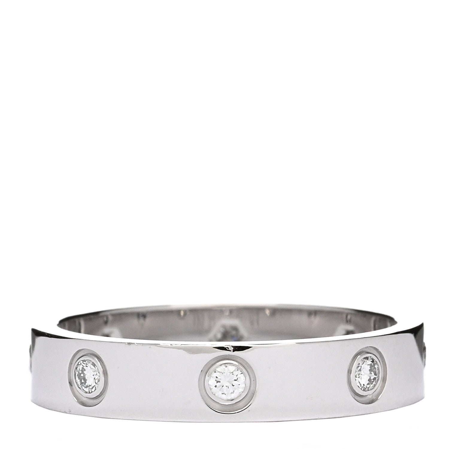 Cartier 18K White Gold 8 Diamond 4mm LOVE Wedding Band Ring 54 6.75 3 of 5