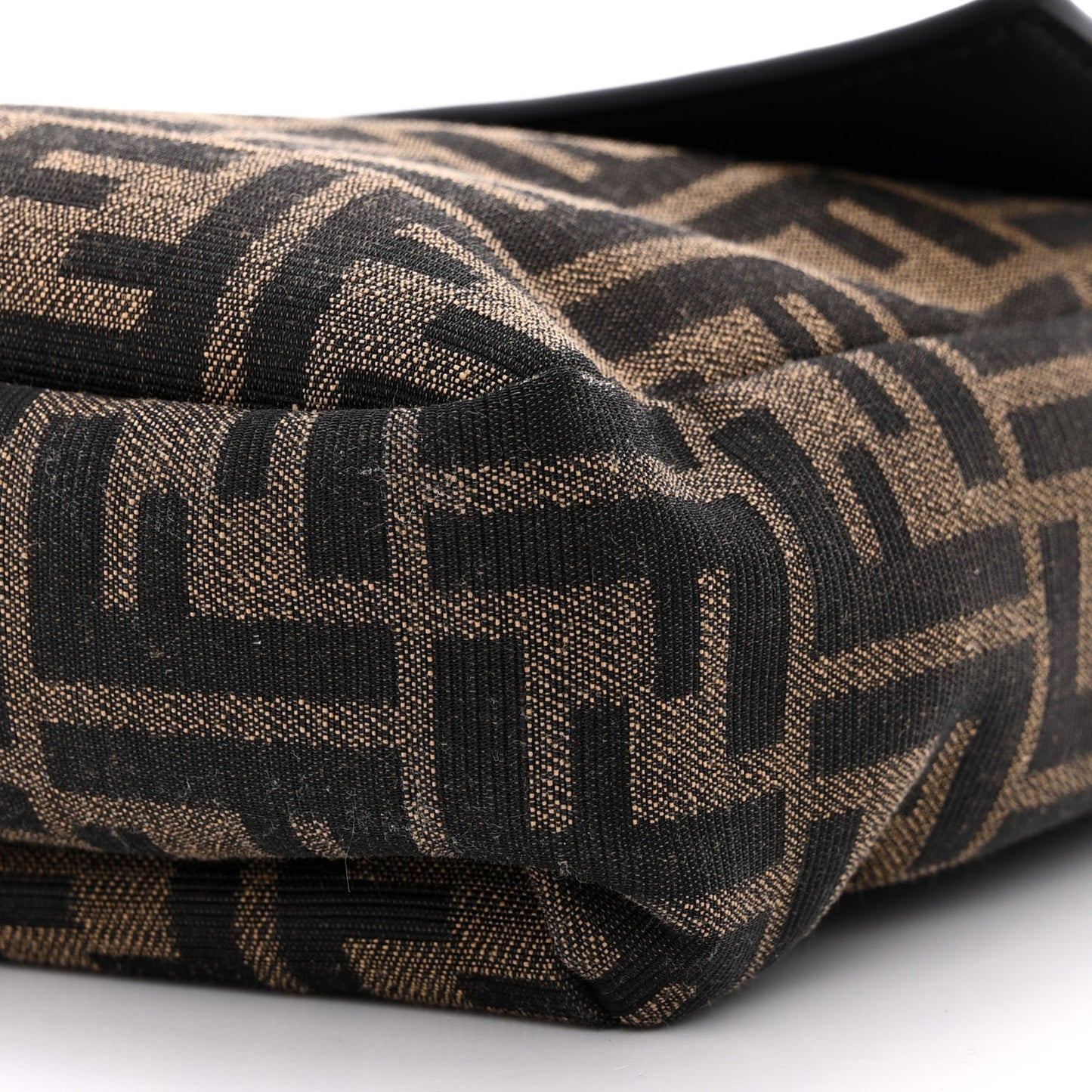 Recycled Fabric Jacquard Cotton Canvas Vitello Grace FF 1974 Large Convertible Baguette Tobacco Moro Black Beige
