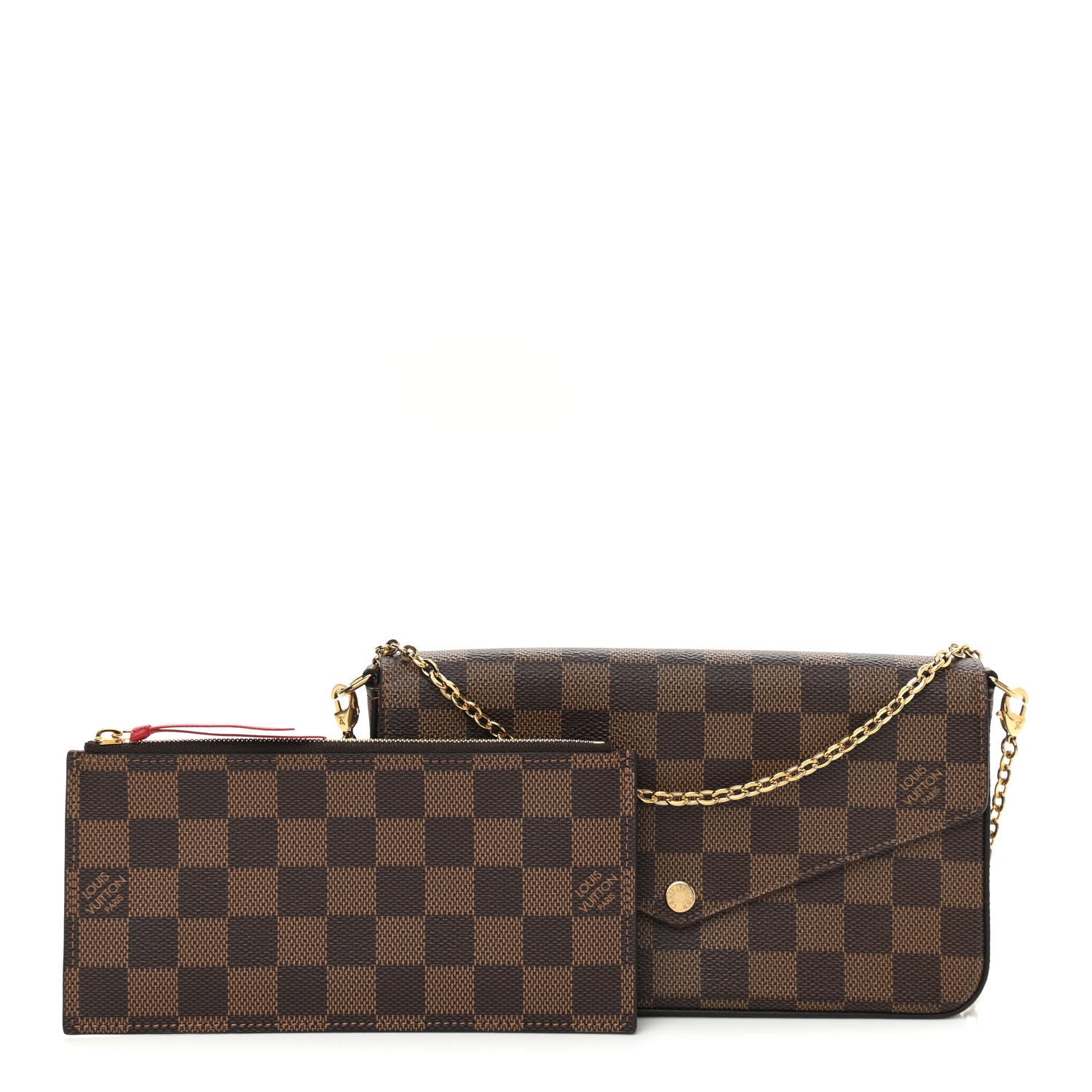 Louis Vuitton Damier Ebene Pochette Felicie Chain Wallet 1 of 12