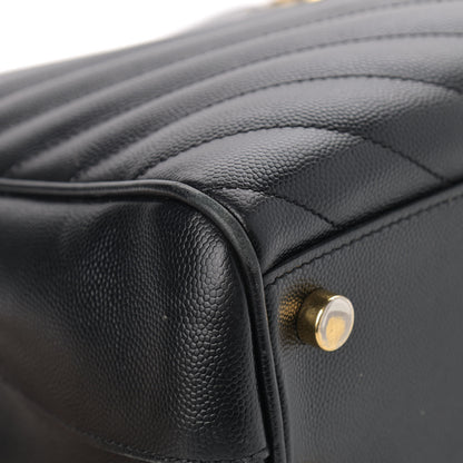 Saint Laurent Grain De Poudre Matelasse Chevron Monogram Shopping Bag Black 16 of 20
