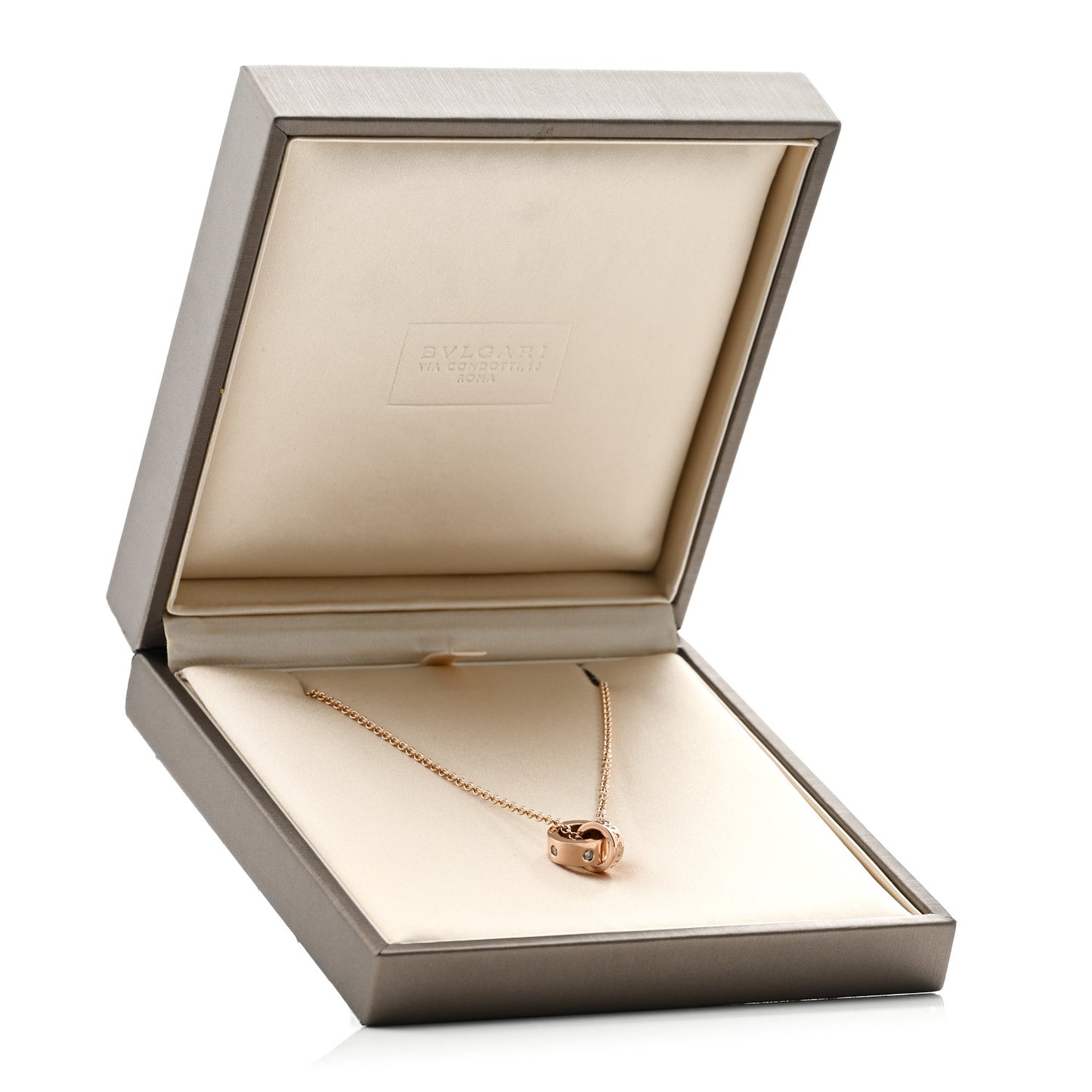 18K Rose Gold Diamond BVLGARI BVLGARI Link Pendant Necklace