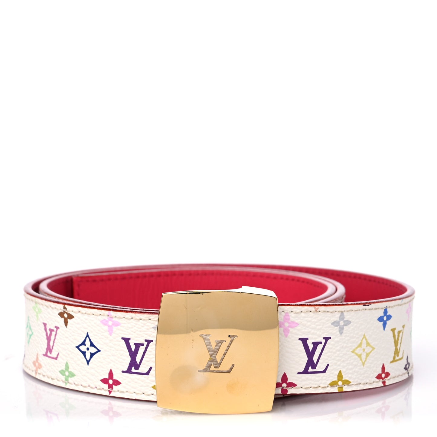 Monogram Multicolor LV Cut Reversible Belt 85 34 White