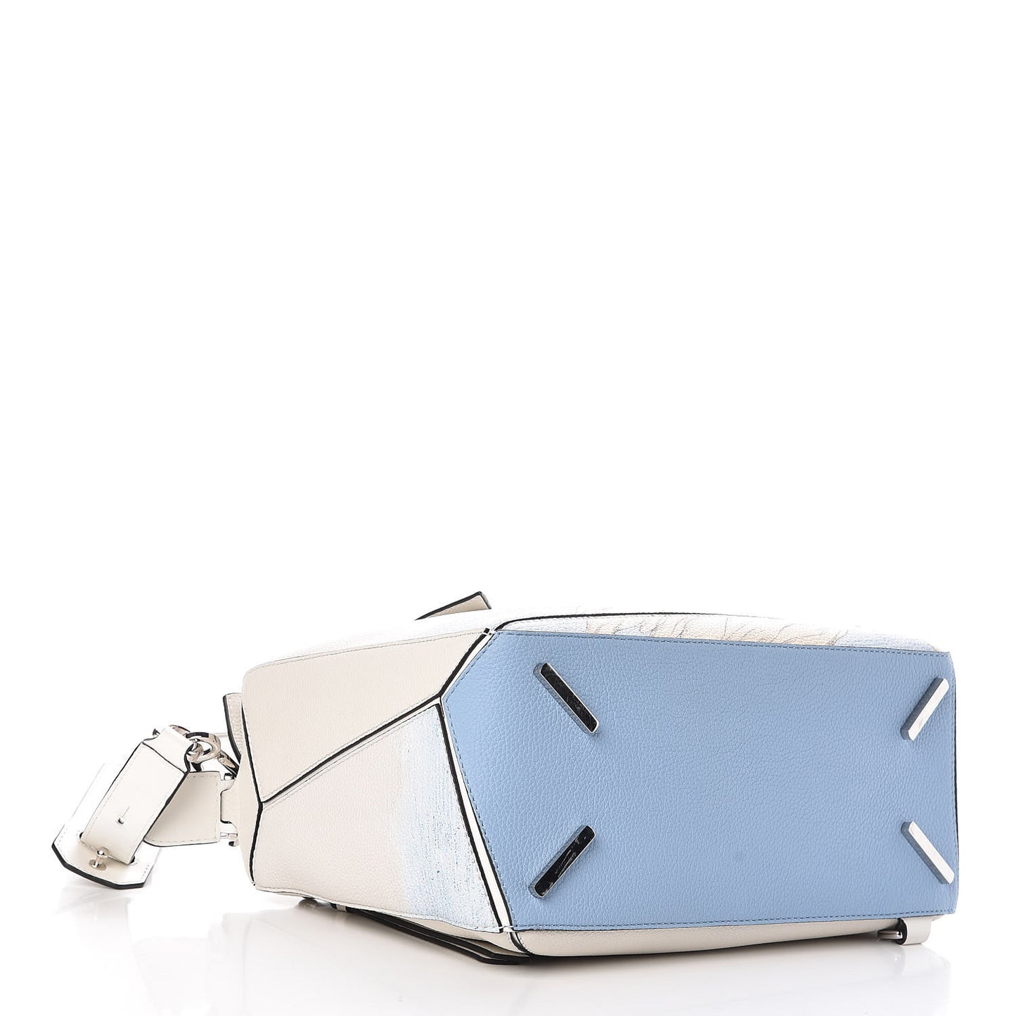 Grained Calfskin Faces Puzzle Bag Soft White