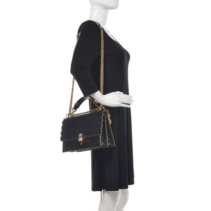 Fendi Vitello Liberty Scalloped Studded Kan I Shoulder Bag Black 2 of 10