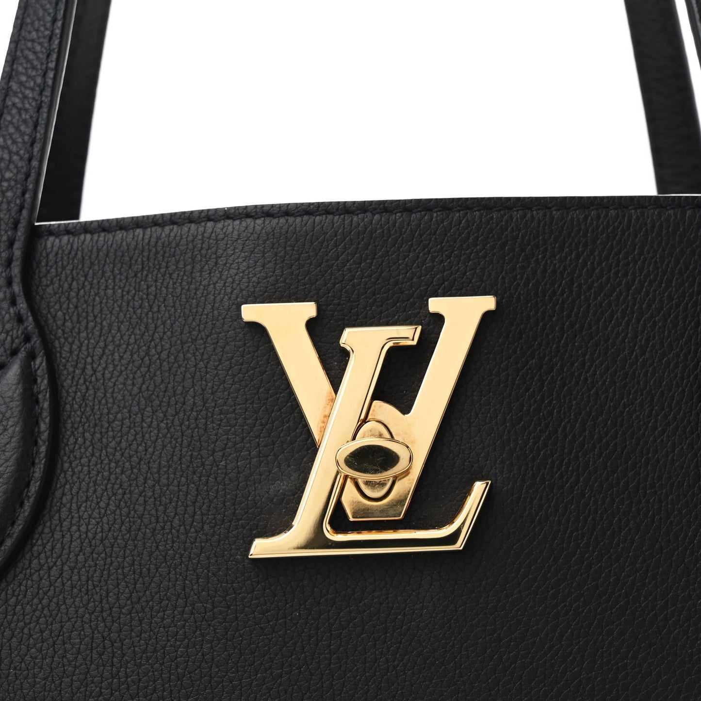 Grained Calfskin Lockme Shopper Black