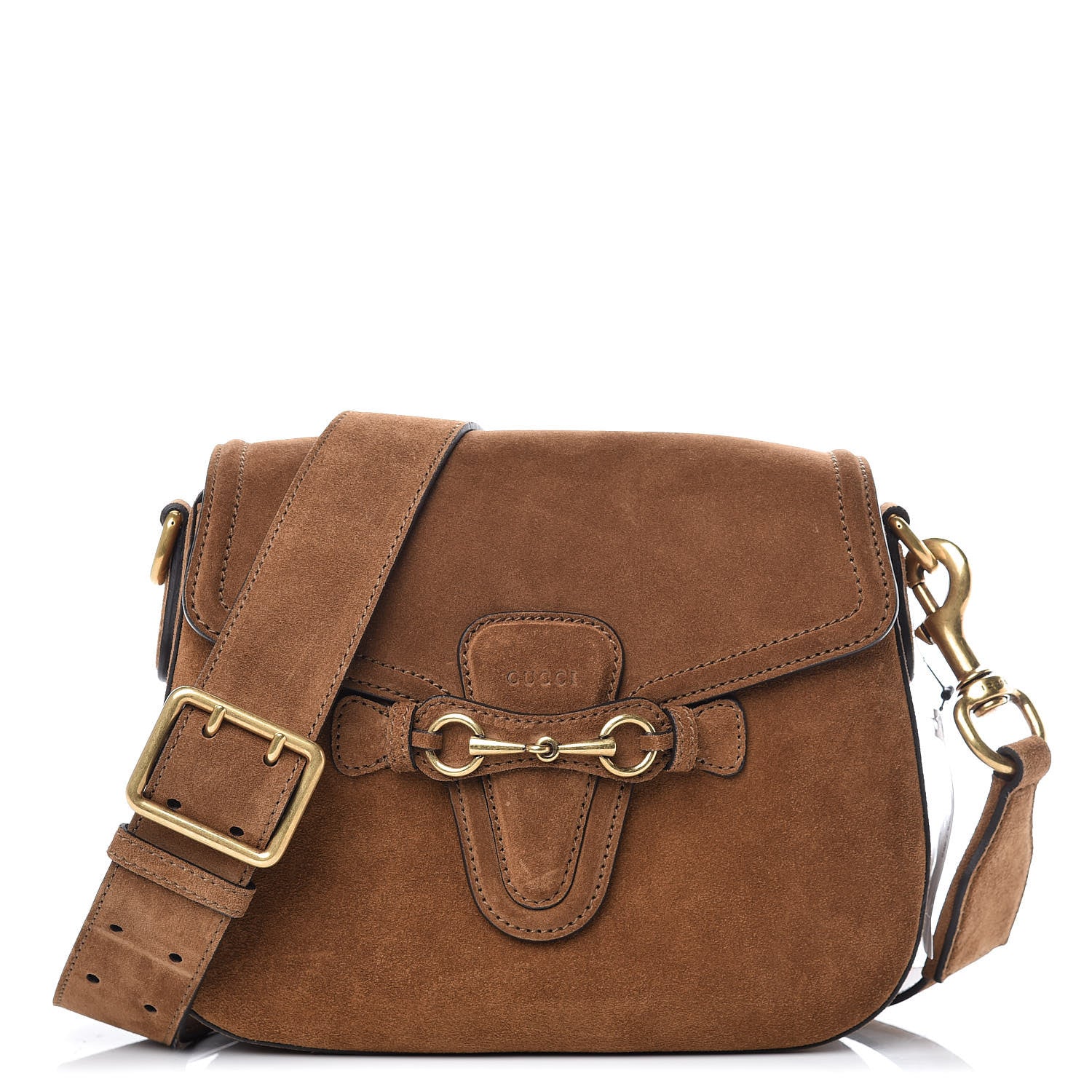 Gucci Suede Medium Lady Web Shoulder Bag New Marron 1 of 10