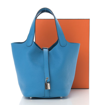 Hermes Taurillon Clemence Picotin Lock 18 PM Bleu Frida 10 of 10