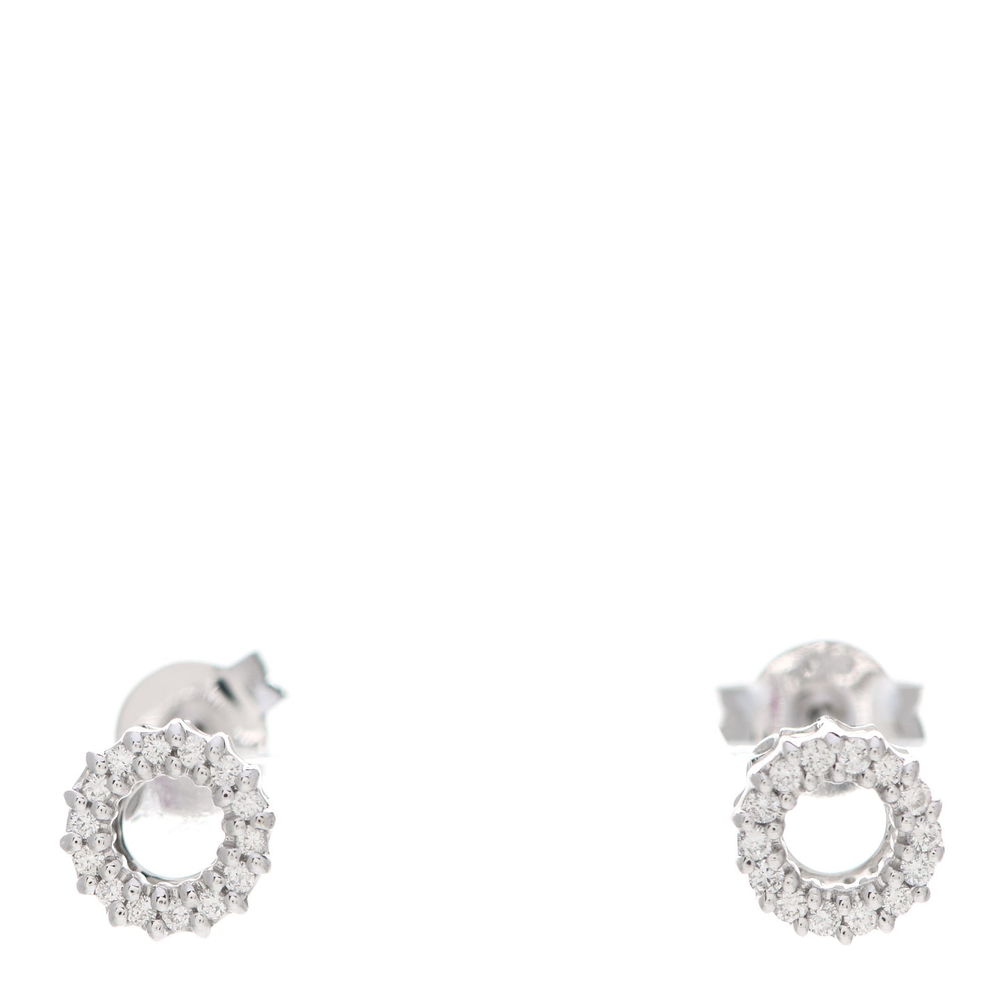 18K White Gold Diamond Circle Stud Earrings