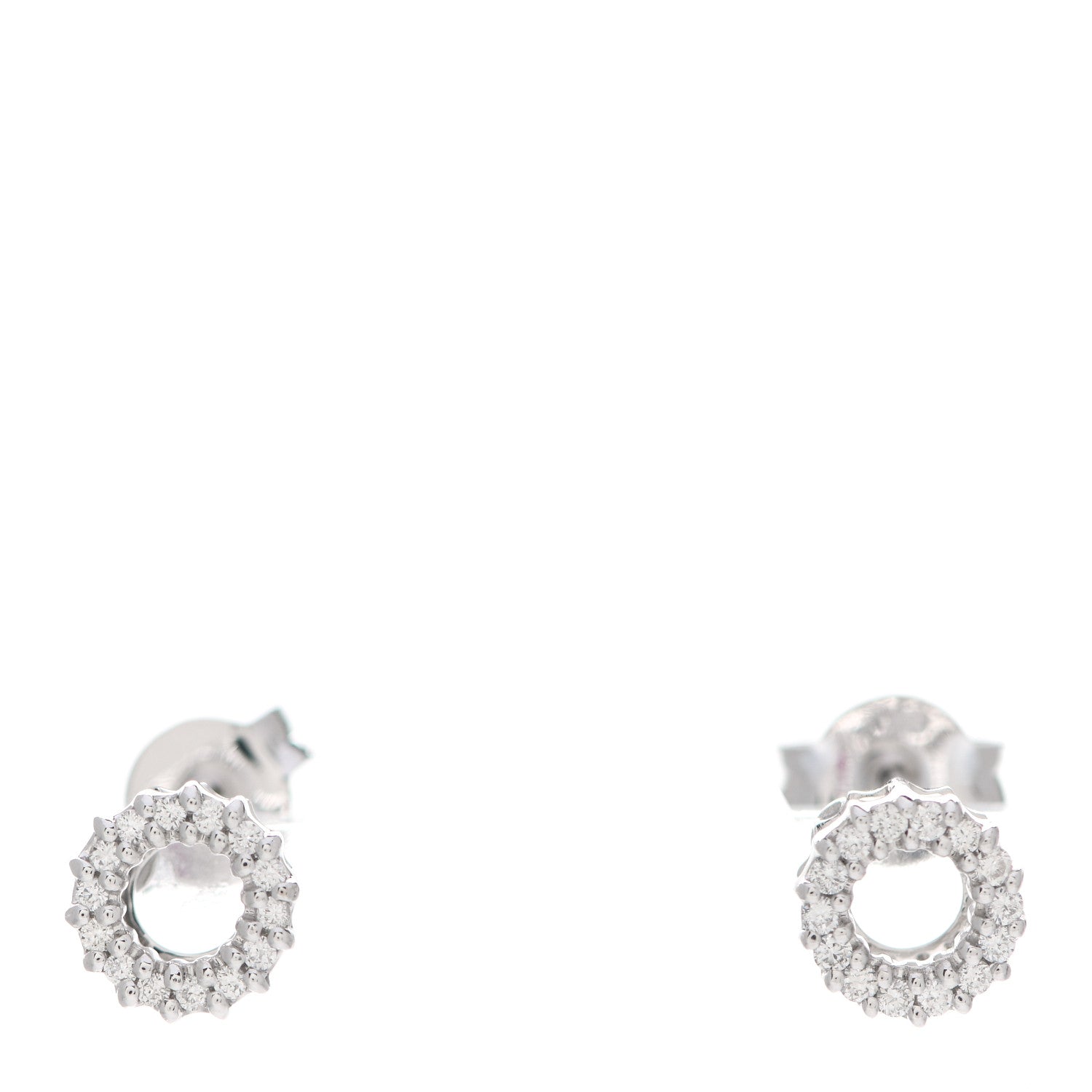 Roberto Coin 18K White Gold Diamond Circle Stud Earrings 1 of 4