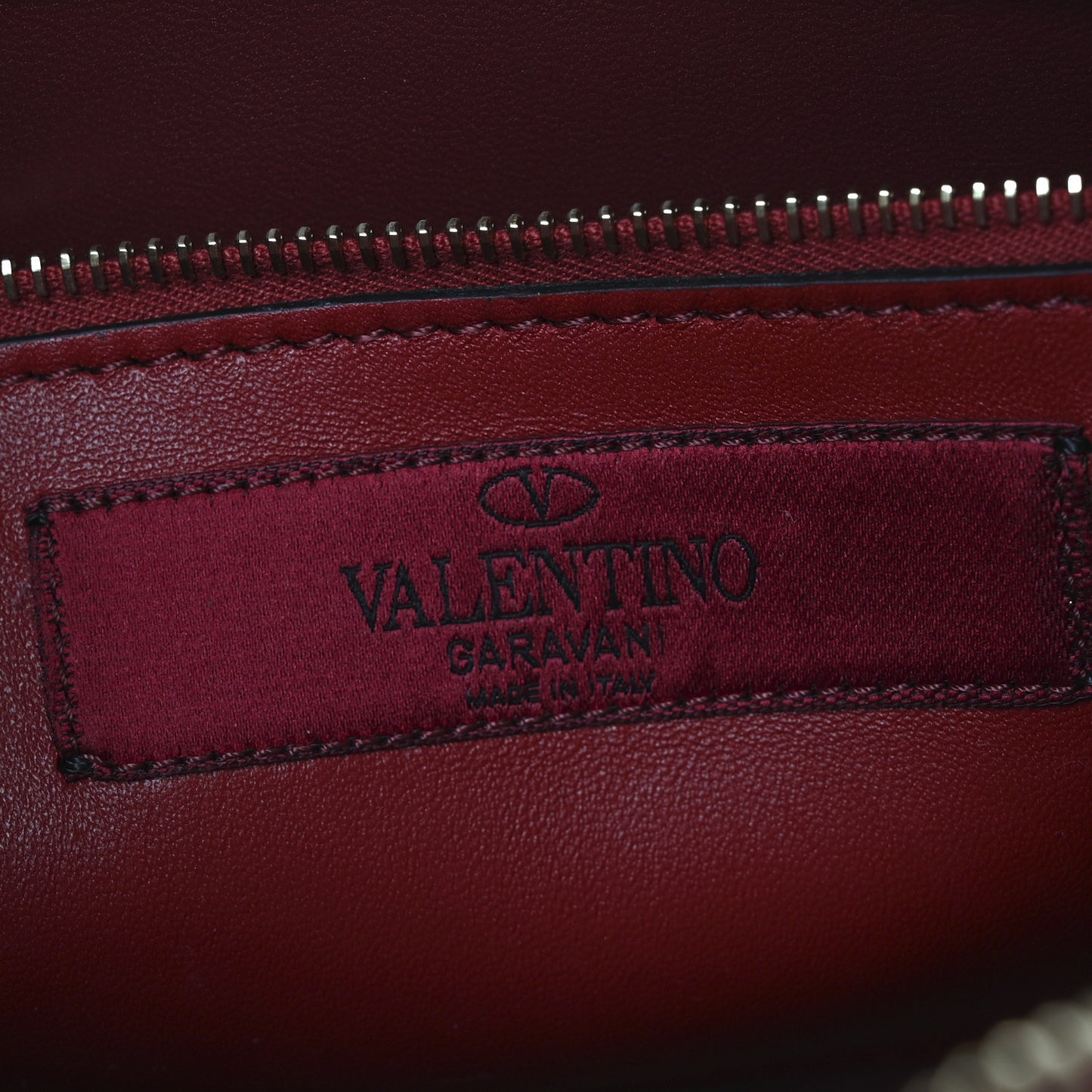 Nappa Rockstud Spike Side Slip Zip Clutch Rubino