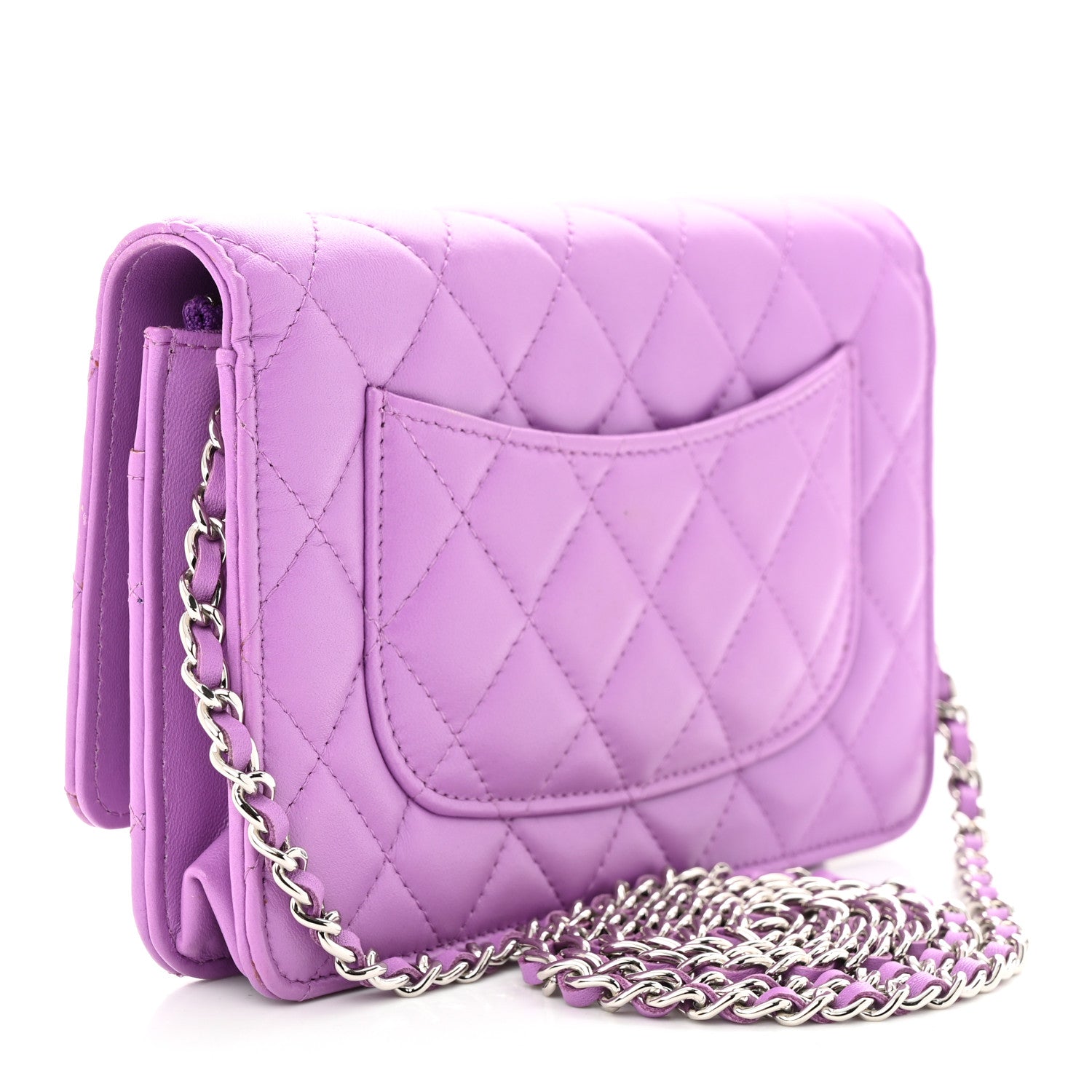 Chanel Lambskin Quilted Wallet On Chain WOC Purple 3 of 12