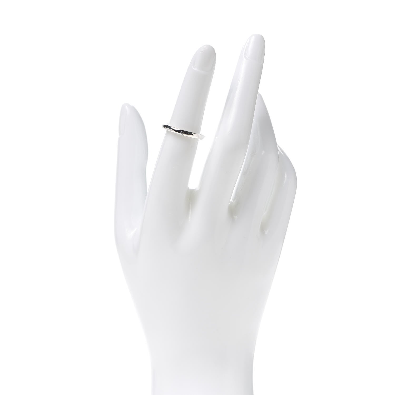 Tiffany Sterling Silver Diamond Elsa Peretti Band Ring 50 5.5 2 of 5