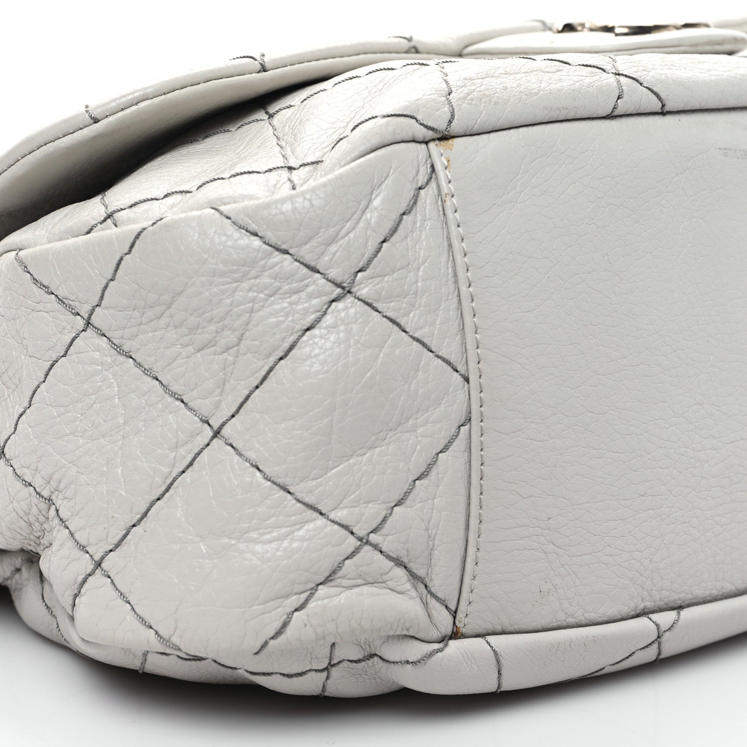 Chanel Glazed Calfskin XL On The Road Flap Light Grey 9 of 14