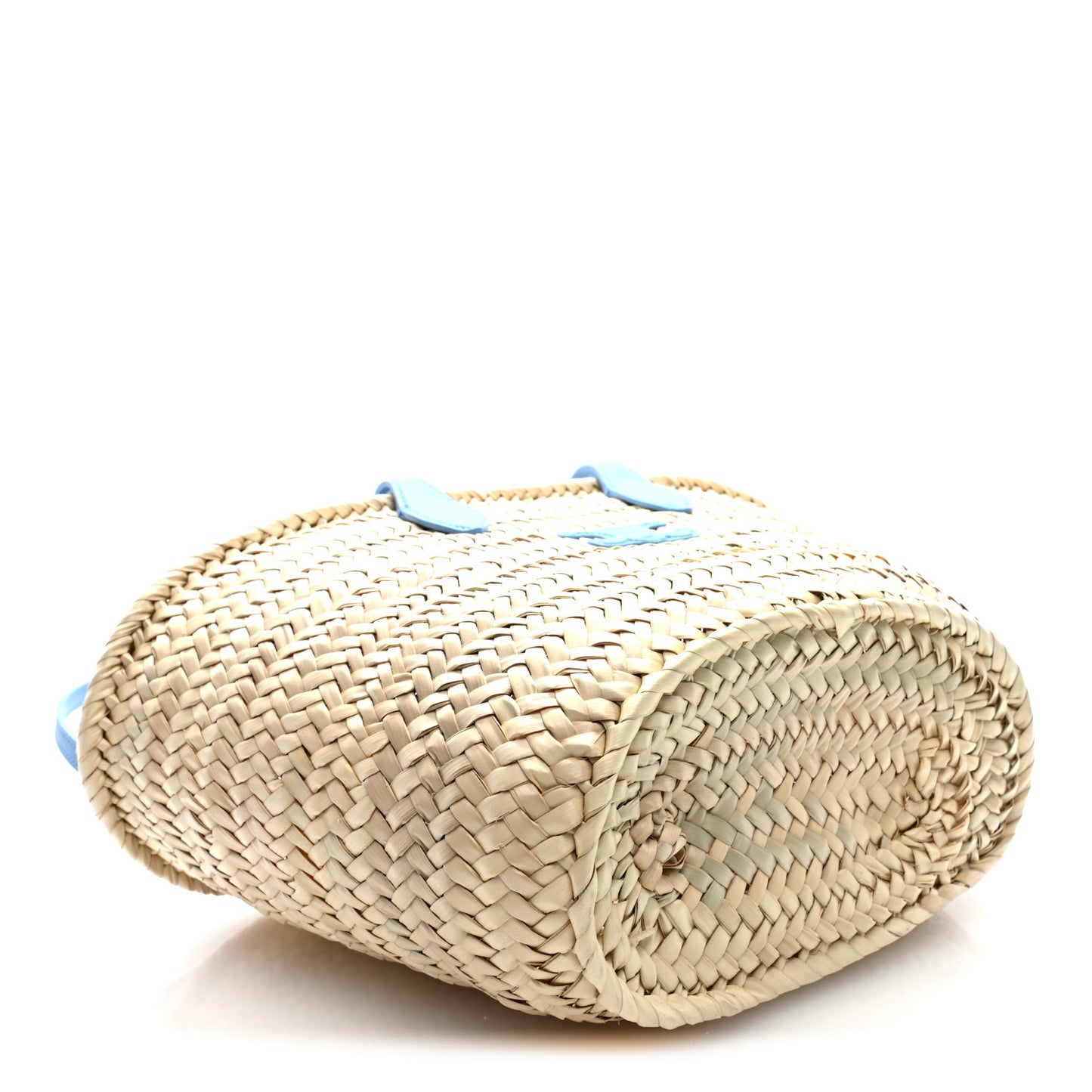 Raffia Calfskin Triomphe Medium Panier Soft Blue