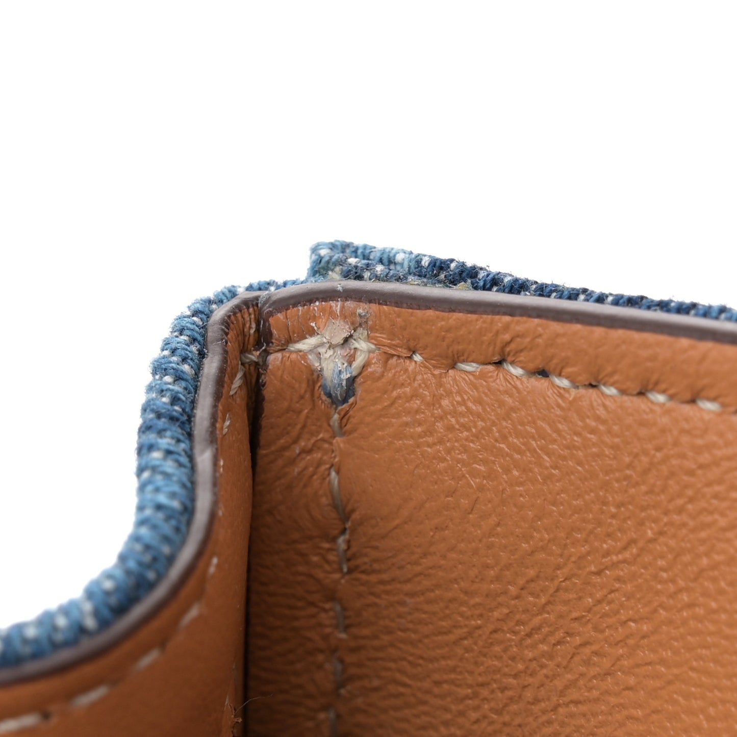 Denim Barocco Small La Medusa Chain Top Handle Handbag Blue Camel