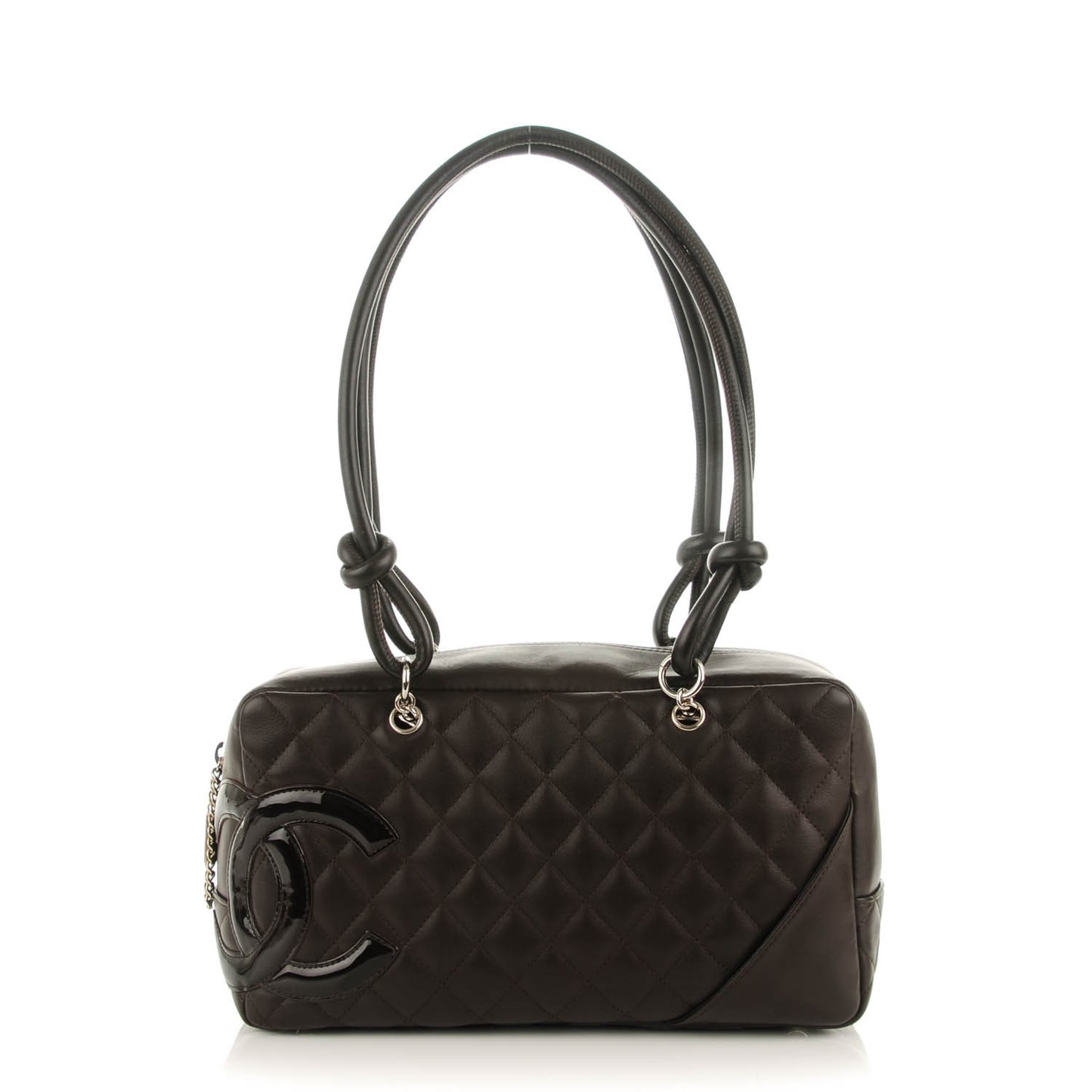 Calfskin Quilted Large Cambon Bowler Dark Brown