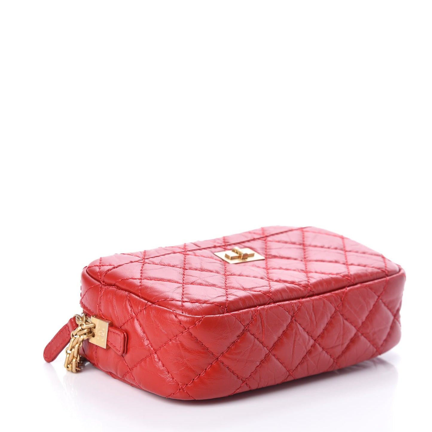 Aged Calfskin Quilted Mini Reissue Camera Case Red