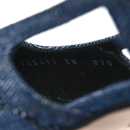 Gucci Denim GG Monogram Malaga Kid Crystal Square G 35mm Slingback Pumps 38 Blue 10 of 11