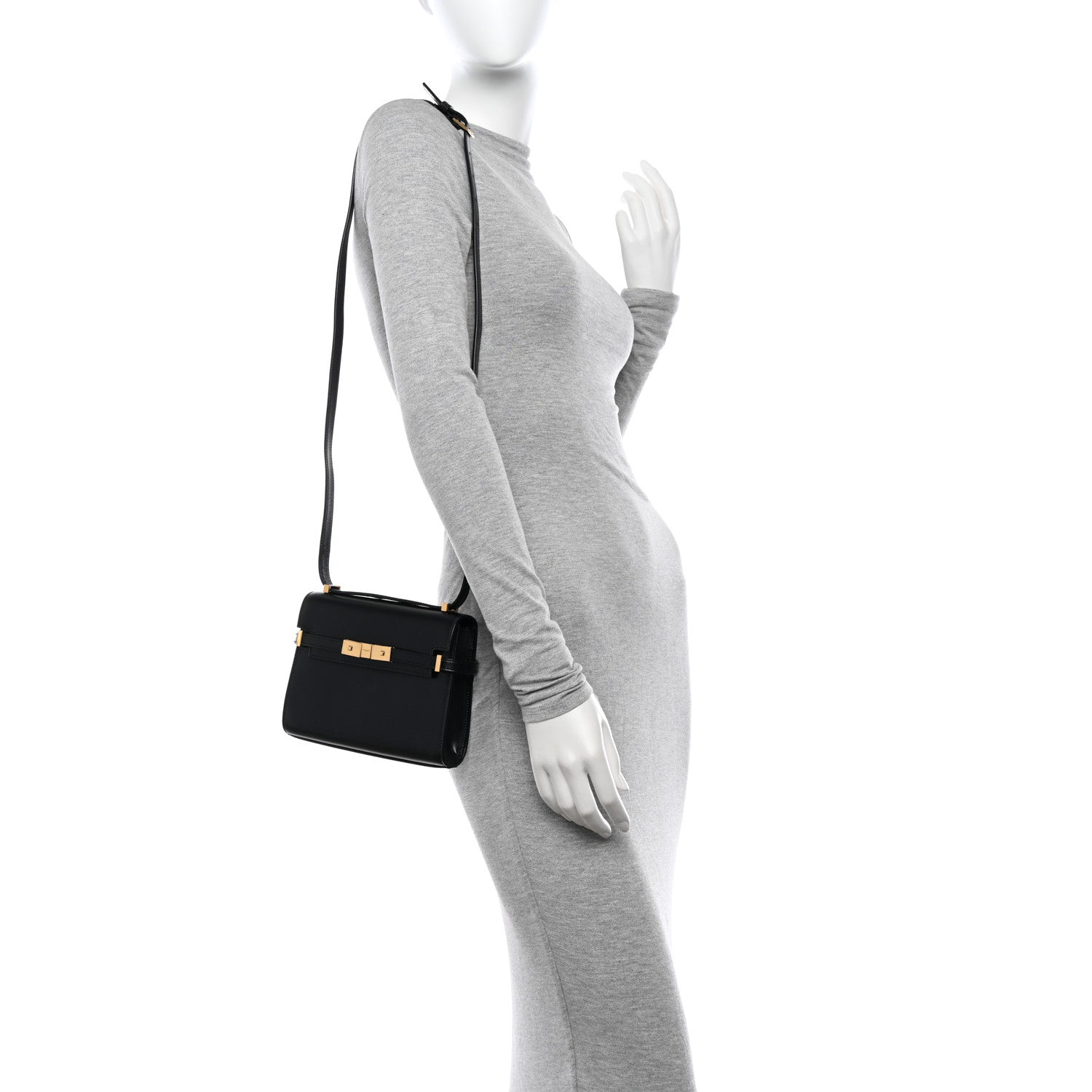 Saint Laurent Smooth Calfskin Mini Manhattan Shoulder Bag Black 2 of 12