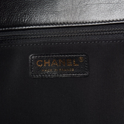 Chanel Crumpled Calfskin Quilted Large Chain All Over Flap Bag Black 7 of 11